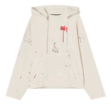 Sweatshirt Palm Angels PxP Painted Raw Cut Hoodie Hvid | PMBB104S22FLE0010325, 0