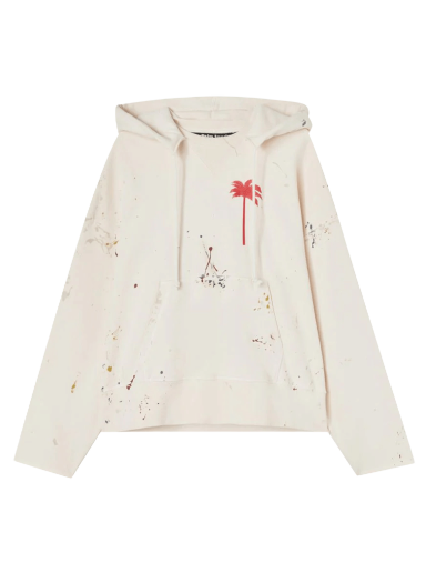 Sweatshirt Palm Angels PxP Painted Raw Cut Hoodie Hvid | PMBB104S22FLE0010325