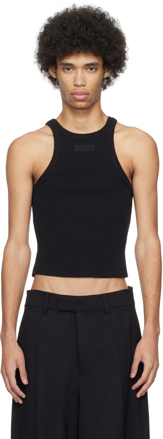 Tanktop VETEMENTS Embroidered Tank Top Sort | UE64TO140B