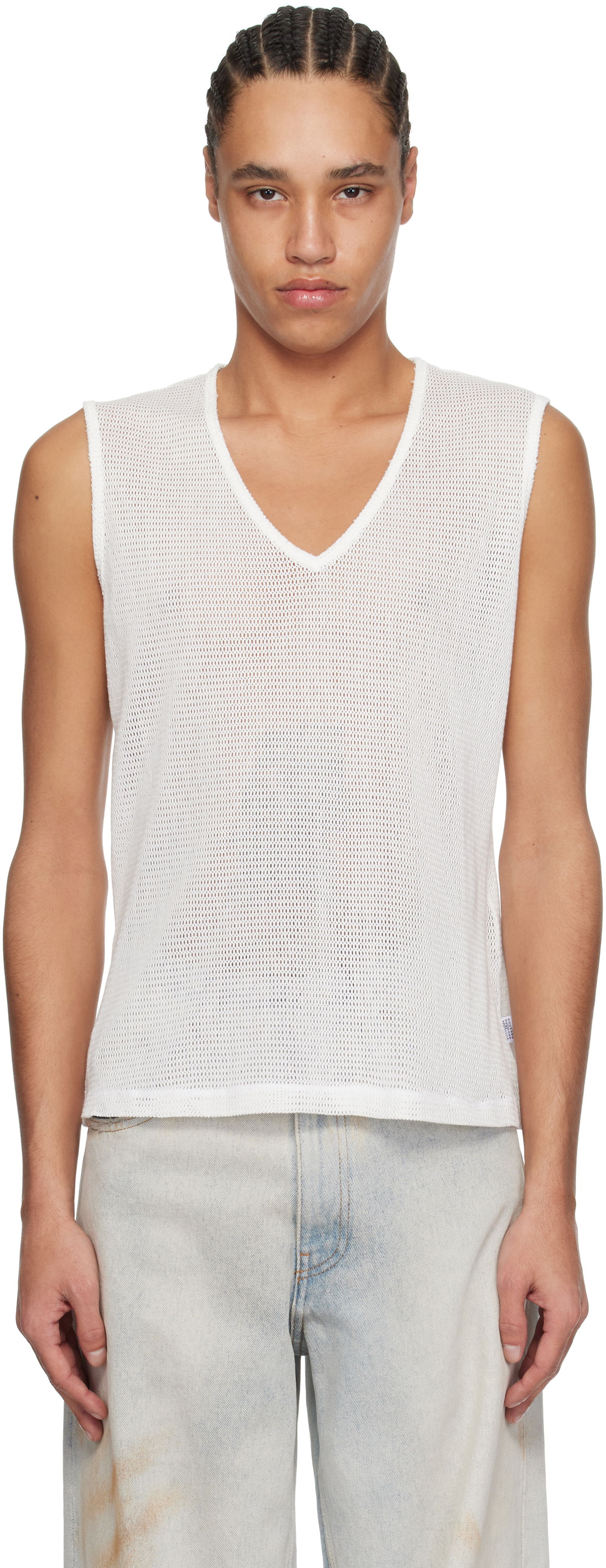 Tanktop Maison Margiela MM6 Maison Margiela V-Neck Tank Top Hvid | SH2NL0008 M20111, 0