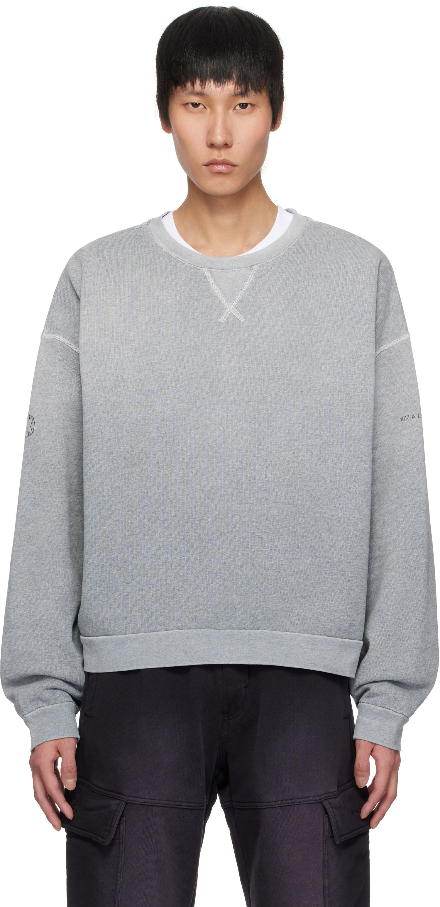 Sweatshirt 1017 ALYX 9SM ALYX 9SM Garment Dye Boxy Crewneck Sweatshirt Grå | AAMSW0243FA01, 0