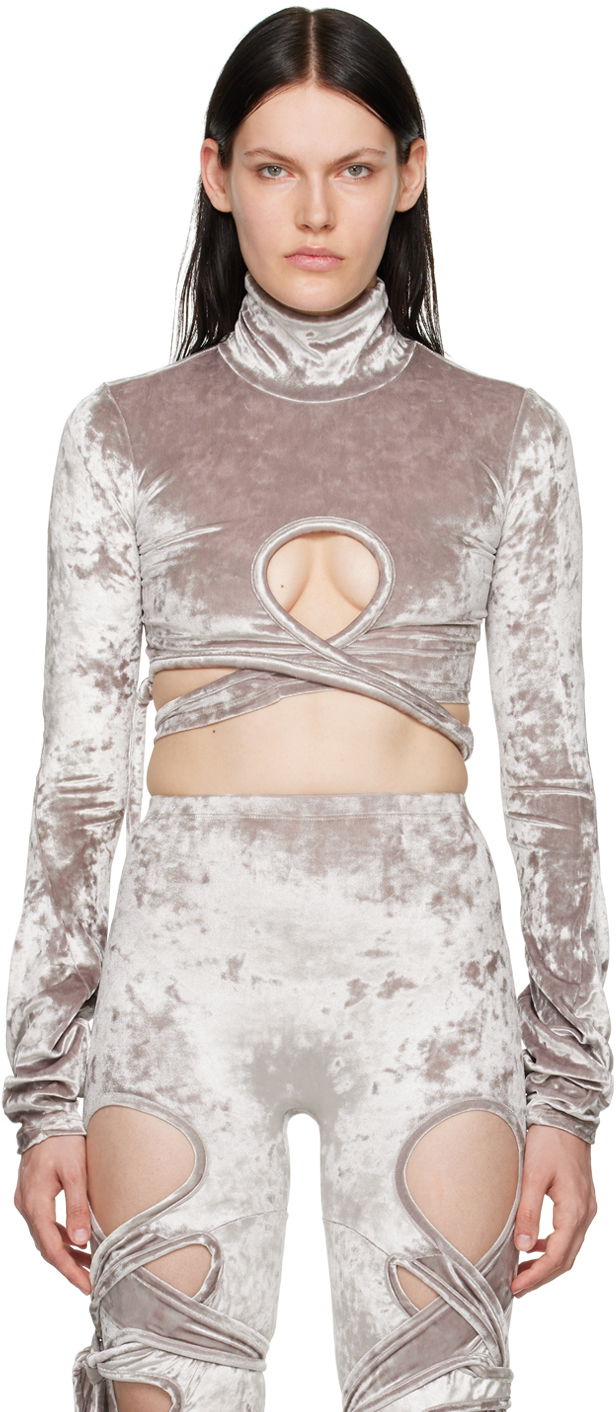 T-shirt Ottolinger Ottolinger Velvet Wrap Turtleneck Top Grå | 401703