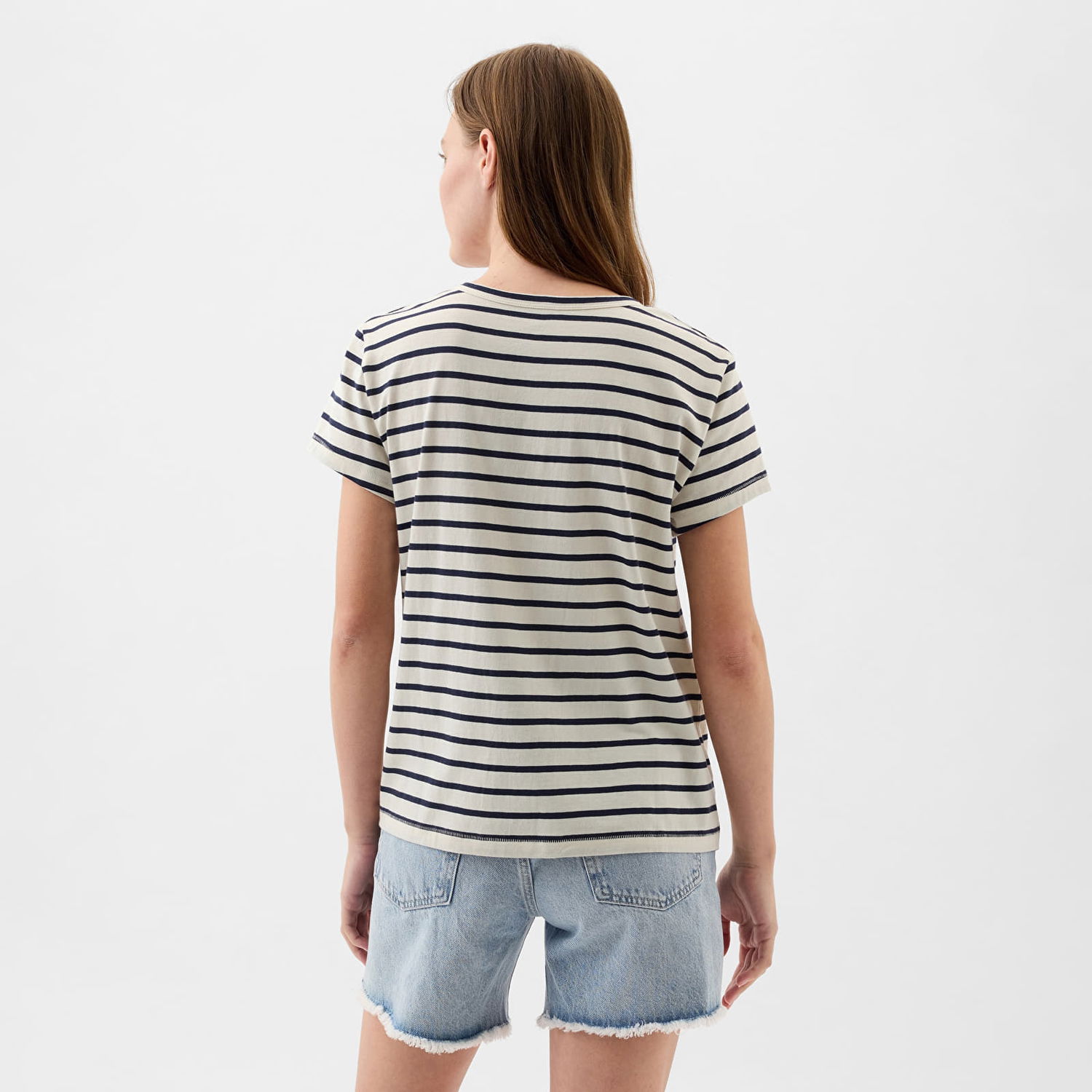 T-shirt GAP Logo Slub Tee White Black Stripe Grå | 871061-00, 1