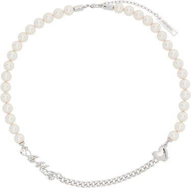 Halskæde Ambush AMBUSH Pearl and Chain Mix Necklace Hvid | BWOB007F24SIL0017200, 0