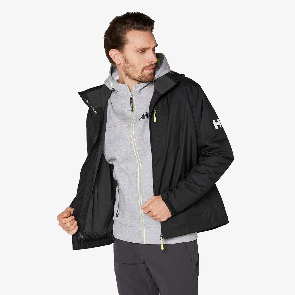Vindjakke Helly Hansen Crew Hooded Midlayer Jacket Sort | 33874-990, 0