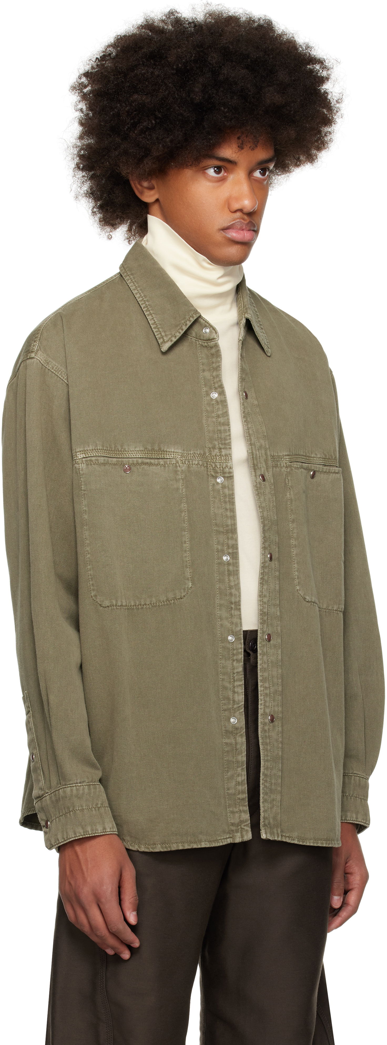 Skjorte LEMAIRE Lemaire Snaps Denim Shirt Grøn | SH1126 LD1027, 1