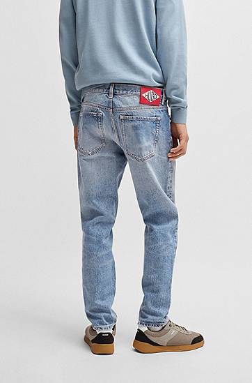 Jeans BOSS Tapered-Fit Rigid Denim Jeans Blå | 50537711, 1