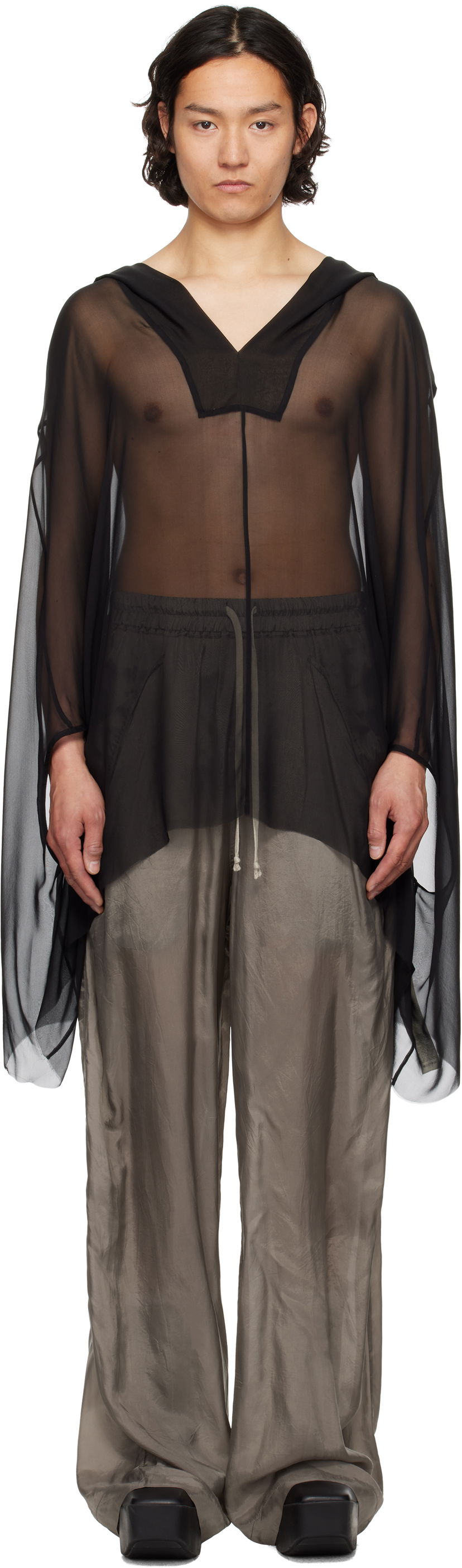 Sweater Rick Owens Rick Owens Hollywood Hooded Kaftan Sort | RR01E5505 S