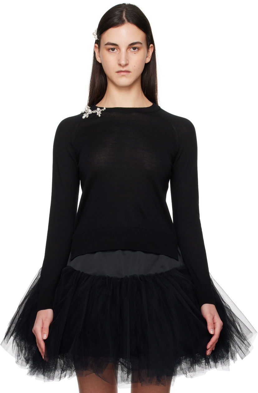 Sweater Simone Rocha Simone Rocha Classic Wool Pullover Sort | KMK22B 0647