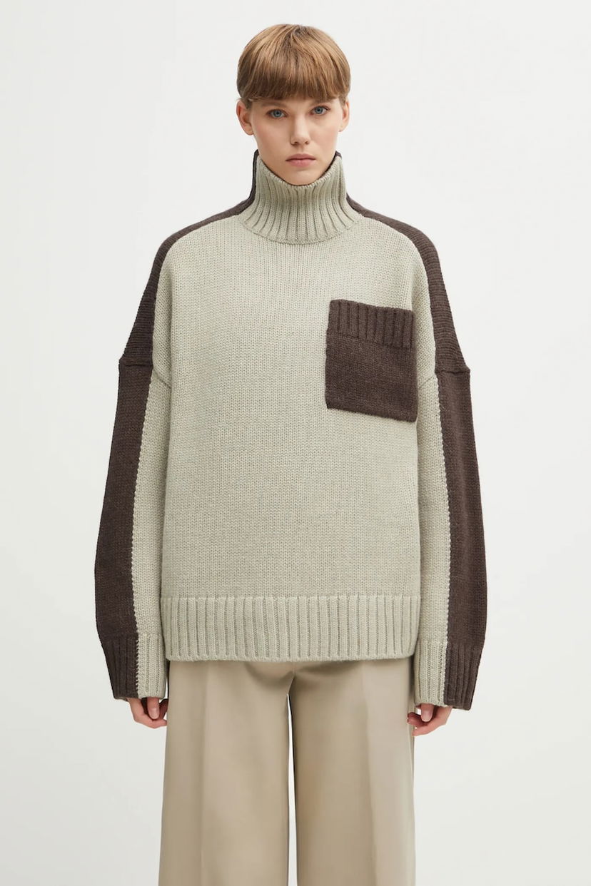 Sweater JW Anderson JW Anderson Two Tone Patch Pocket Turtleneck Sweater Flerfarvet | KW1402.YN0367