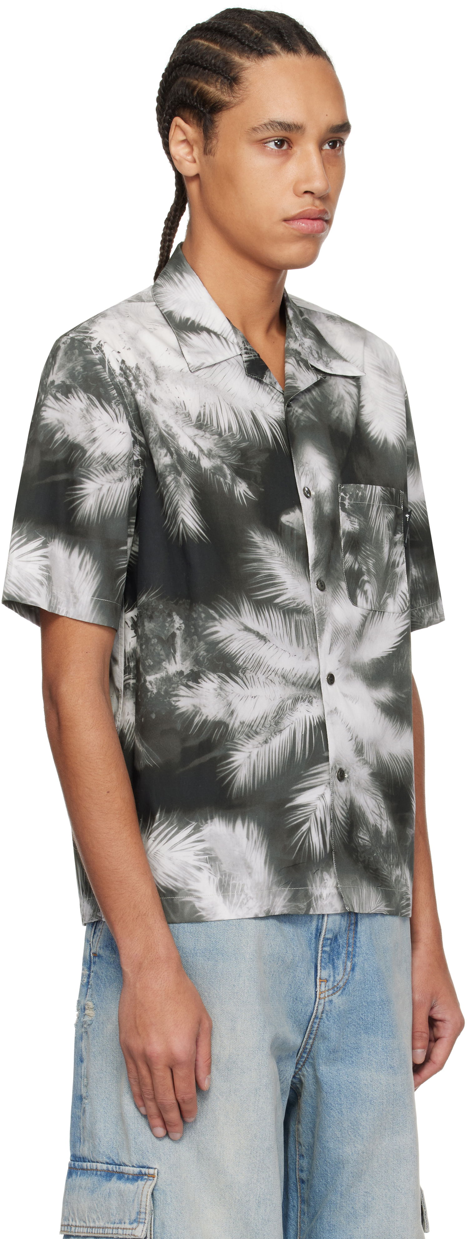 Skjorte Palm Angels Palm Angels Blueprint Palms Shirt Grå | PMGG005S25FAB0031003, 1