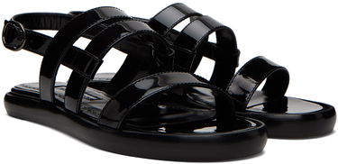 Tilbehør Manolo Blahnik Manolo Blahnik Memaar Patent Leather Sandals Sort | 123-2193, 3