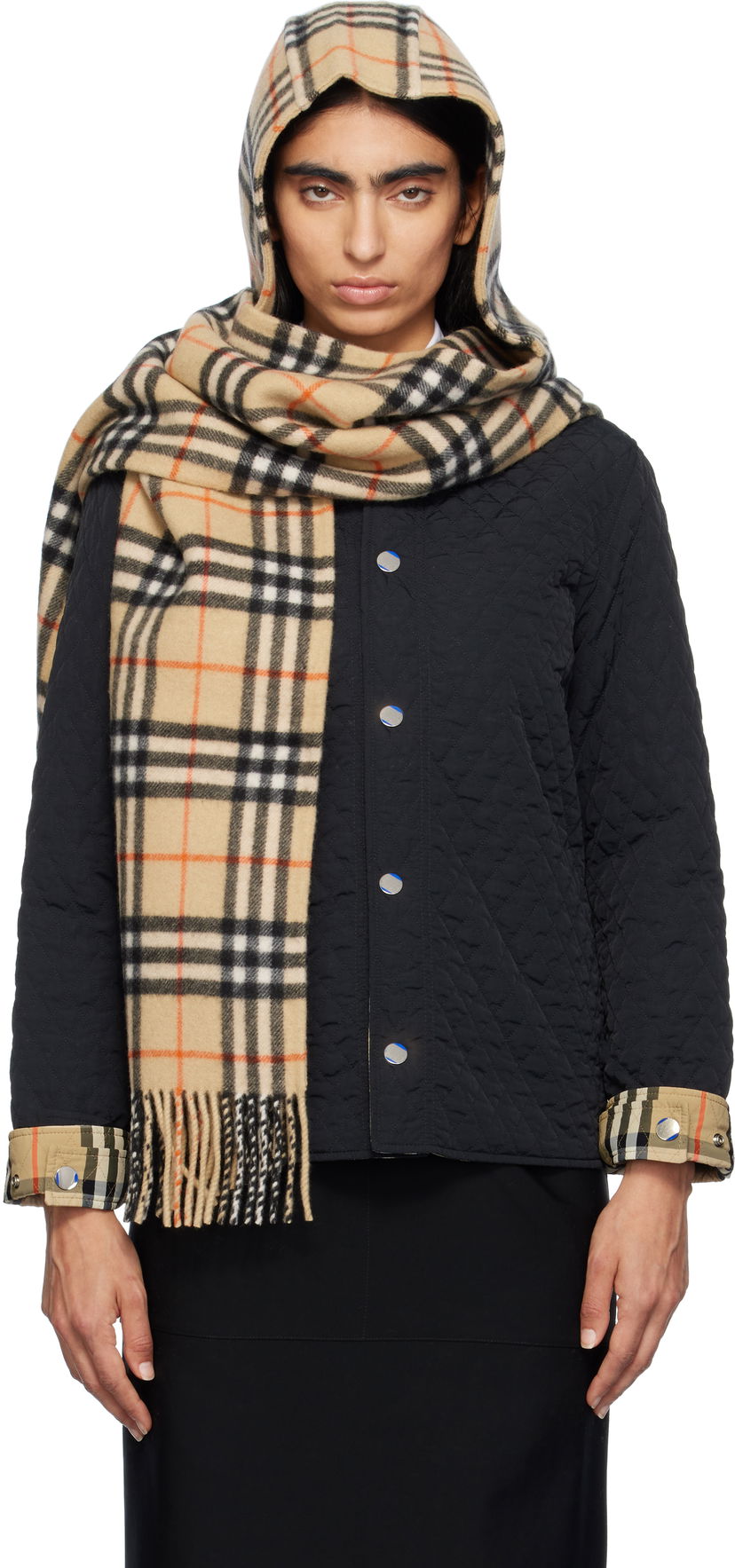 Tørklæde Burberry Cashmere Hooded Scarf Beige | 8097492