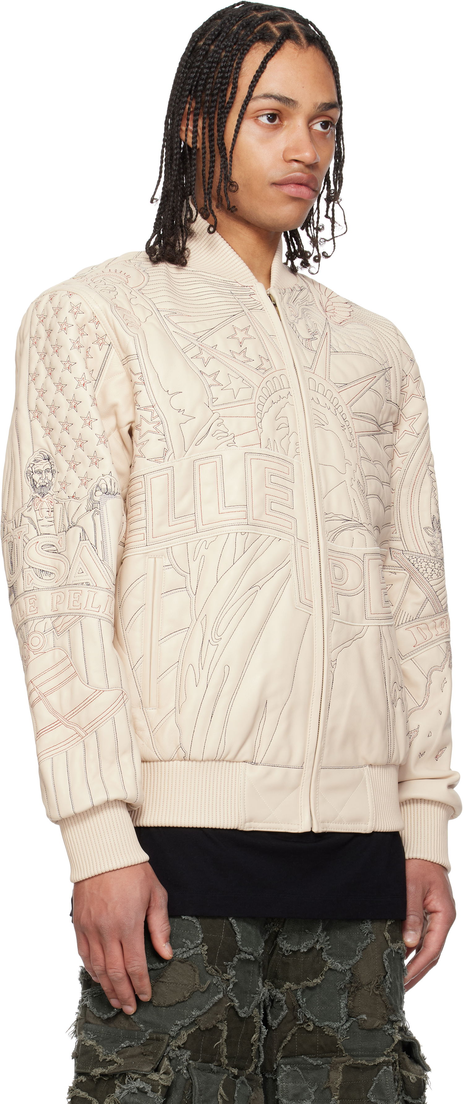 Bomberjakke Who Decides War Who Decides War Pelle Pelle Edition Monument Leather Jacket Beige | 1131500019SS25, 1