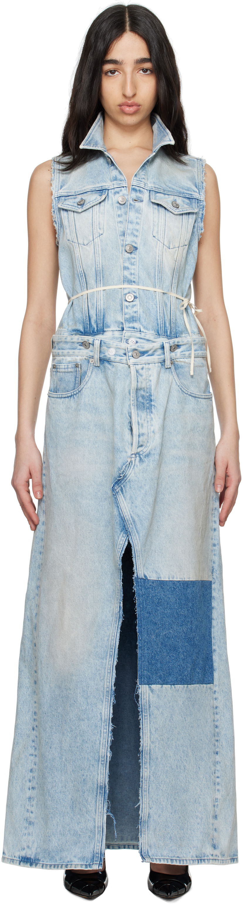 Kjole Maison Margiela MM6 Maison Margiela Paneled Denim Maxi Dress Blå | S62DG0046 M30018
