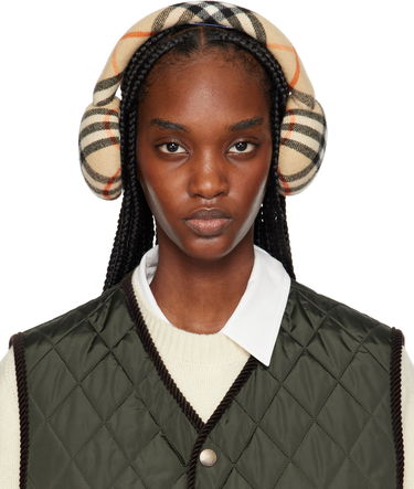 Tørklæde Burberry Burberry Check Wool Earmuffs Beige | 8105109, 0