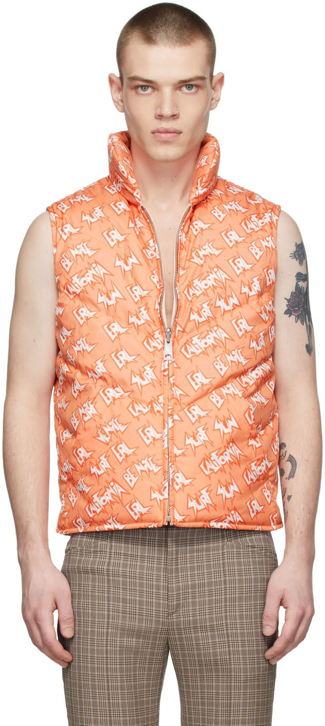 Vest ERL Print Polyester Down Vest Orange | ERL04C005