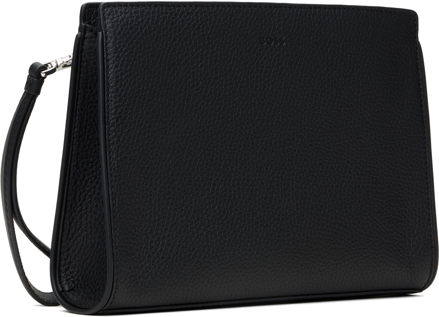 Tegnebog BOSS BOSS Pebble-Grained Leather Wristlet Pouch Sort | 50548170, 1