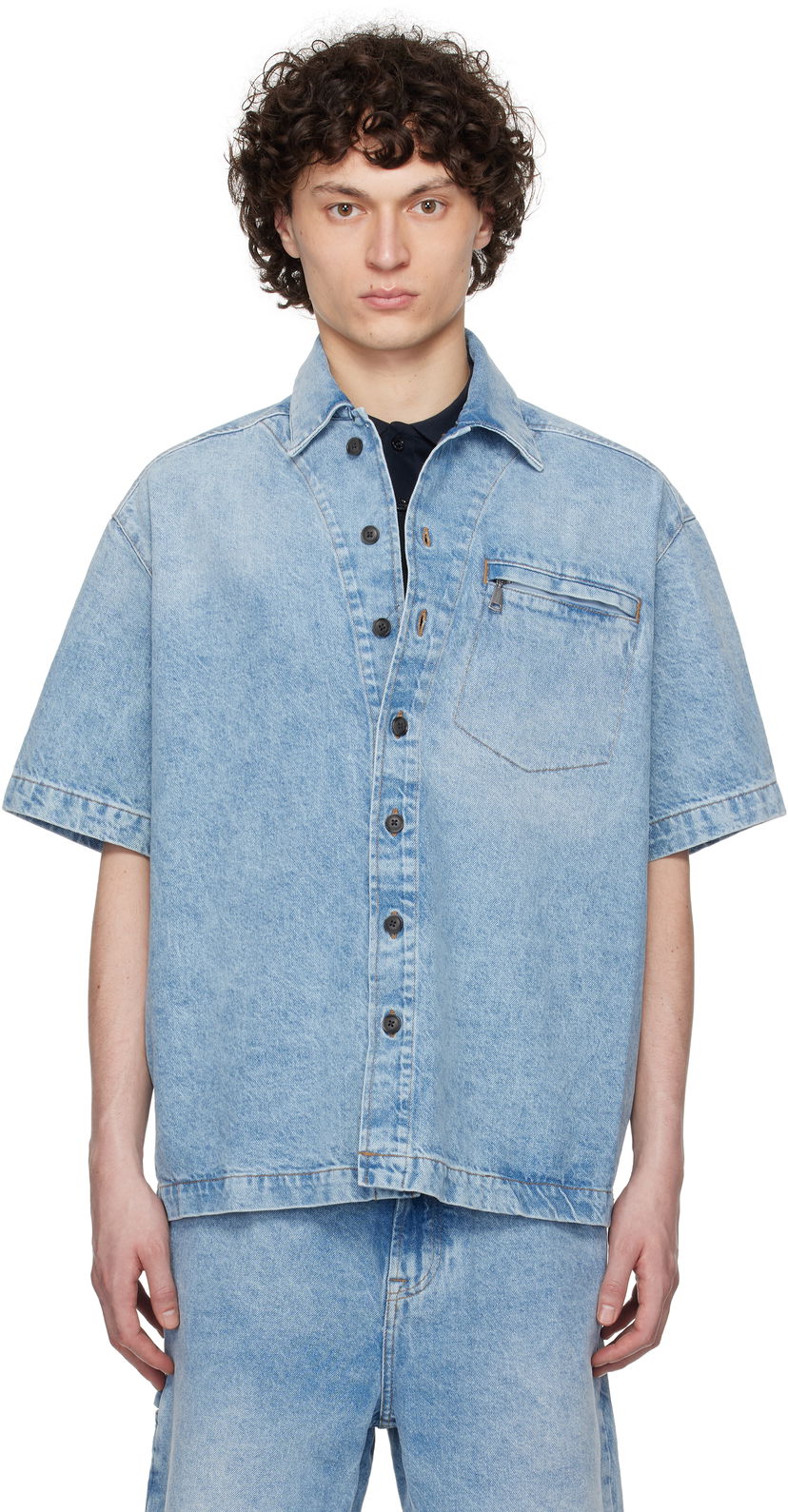 Skjorte BOSS Faded Denim Shirt Blå | 50538203