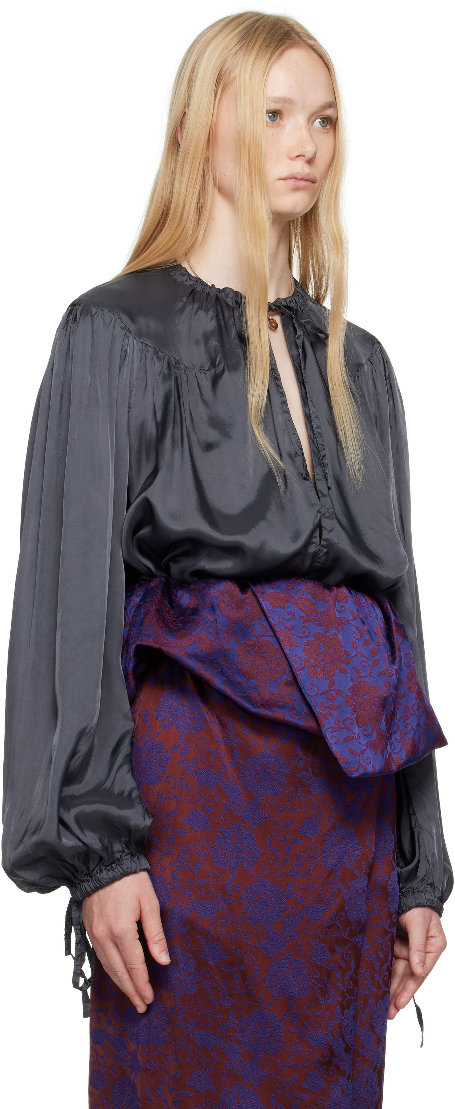 Skjorte Dries Van Noten Dries Van Noten Drawstring Blouse Sort | 251-010710-1427, 1