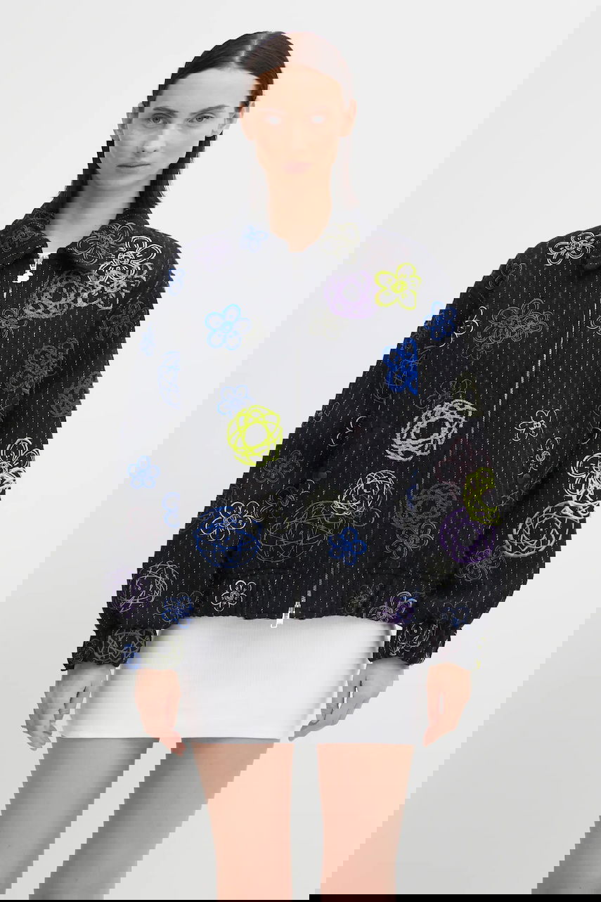 Bomberjakke KENZO Futura Embroidered Textured Bomber Jacket Sort | FF62BL2409GM, 0