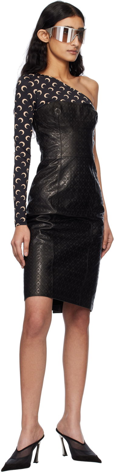 Kjole Marine Serre Marine Serre Moonogram Embossed Leather Midi Dress Sort | WDR315A RLEA0021, 3