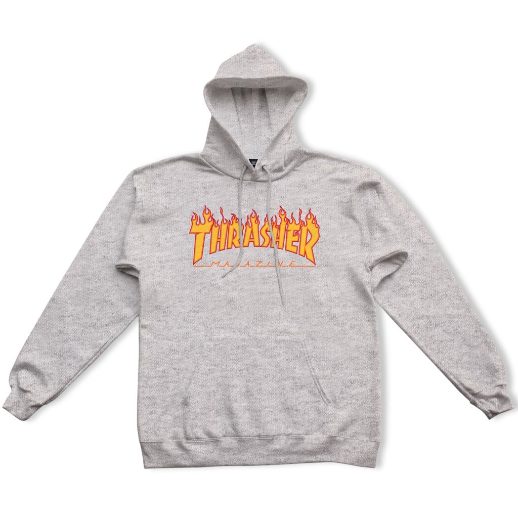 Sweatshirt Thrasher Flame Hoodie Grå | 113102GRY, 0