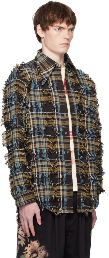 Skjorte Collina Strada Collina Strada Frayed Plaid Button-Up Shirt Brun | XX3063-B, 1