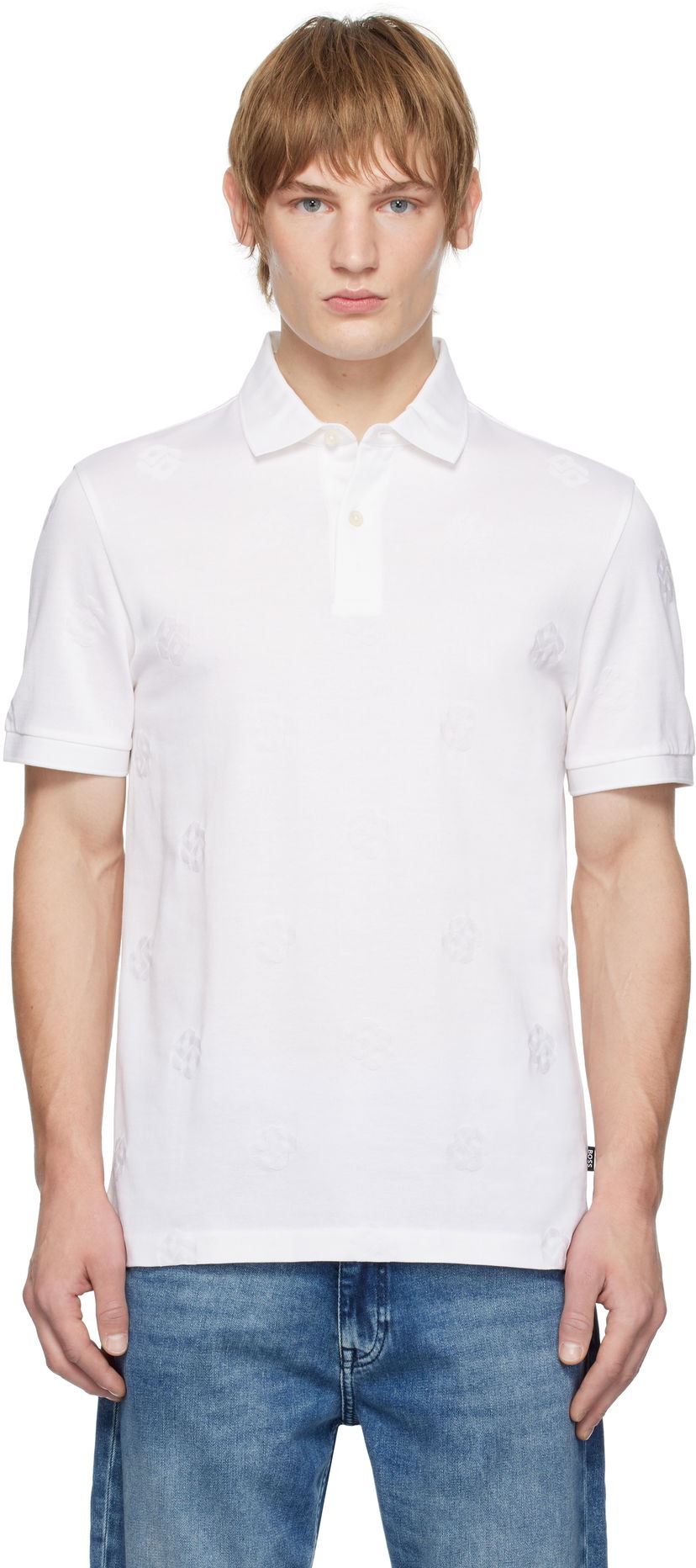 Polo skjorte BOSS Slim Fit Polo With Embroidered Monogram Hvid | 50532765
