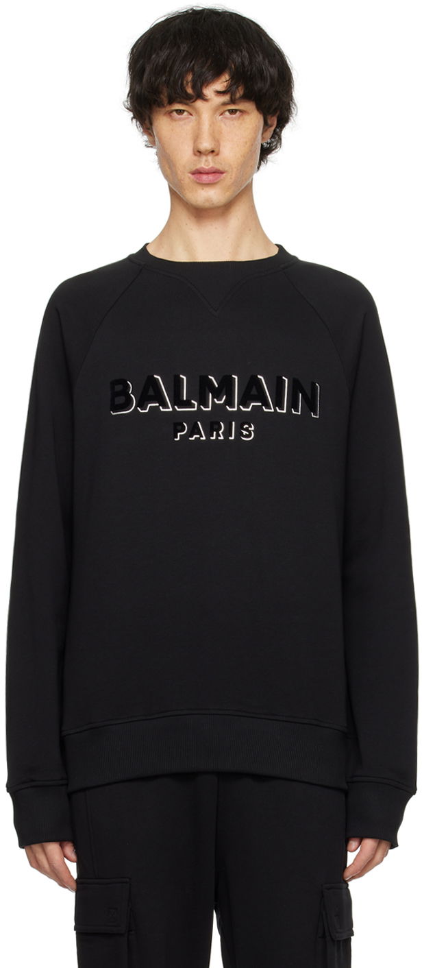Sweatshirt Balmain Metallic Flocked Sweatshirt Sort | CH1JQ005BB99, 0