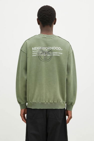 Sweatshirt Neighborhood NEIGHBORHOOD Crewneck Sweatshirt with Distressing and Graphic Print Grøn | 242OKNH.CSM01, 2