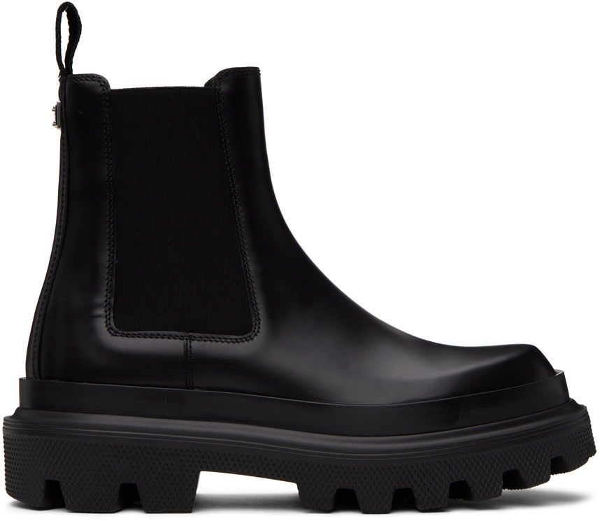 Sneakers og sko Dolce & Gabbana Black Pull-Loop Chelsea Boots Sort | A60565AB640, 0