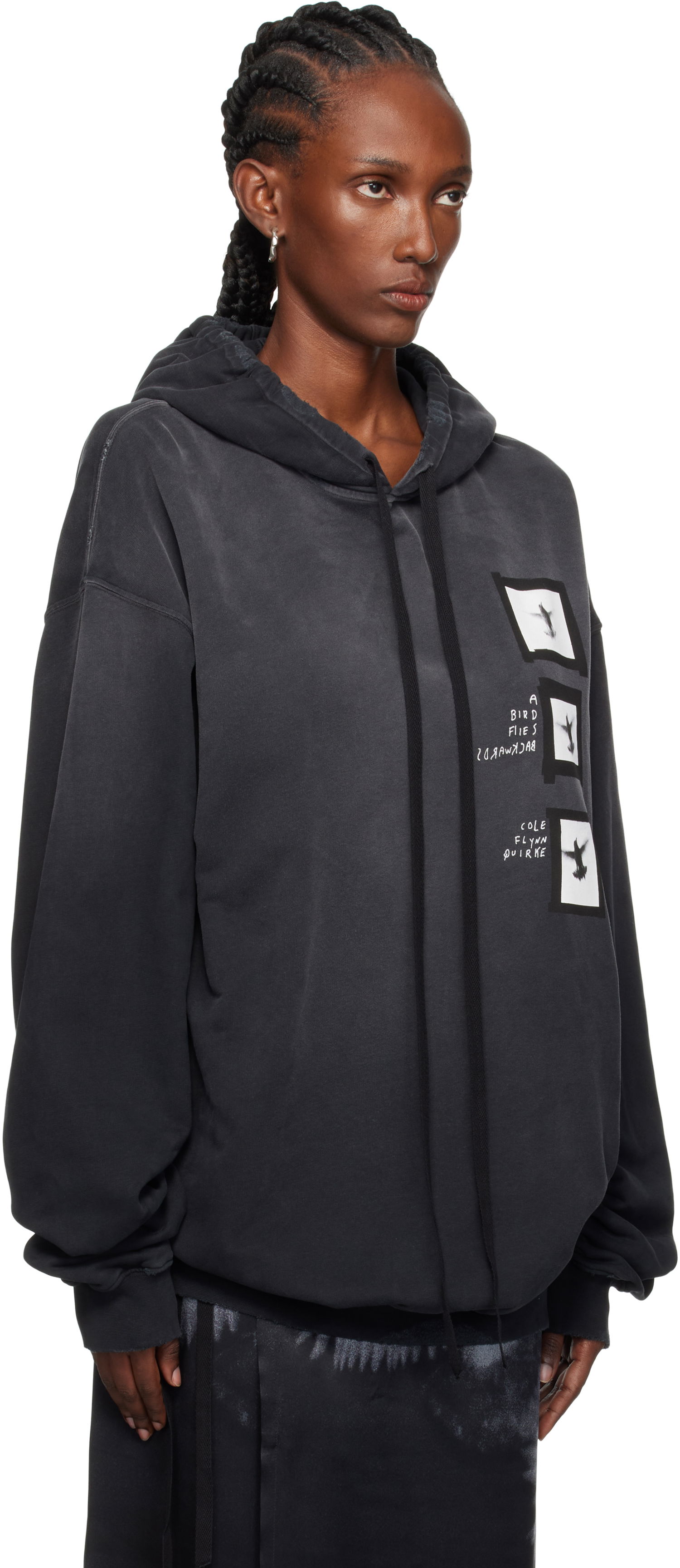 Sweatshirt Ann Demeulemeester Ann Demeulemeester Anne Marie 'Doves' High Comfort Hoodie Sort | 2520-W-JSW01-55-FA639-098, 1