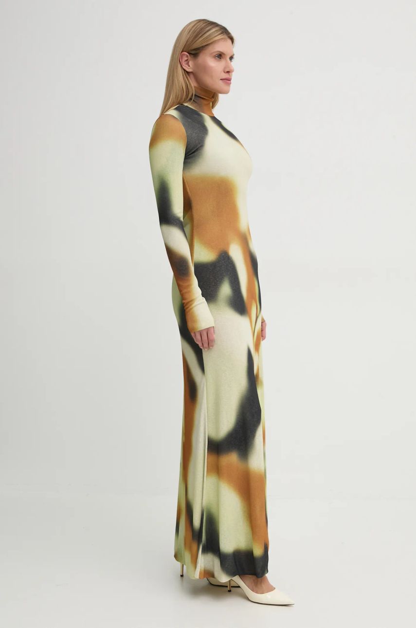 Kjole Nanushka Maxi Abstract Print Turtleneck Dress Beige | NW24FWDR32976, 1