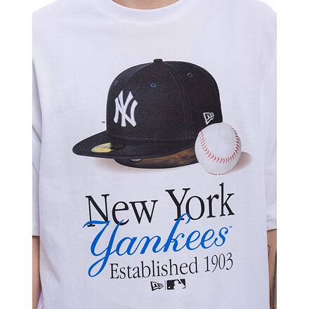 T-shirt New Era New Era MLB NY Yankees Script Graphic Tee Hvid | 60596279, 1