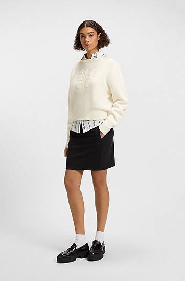 Nederdel BOSS Terry Short Skirt with Drawcord Sort | 50536965, 1