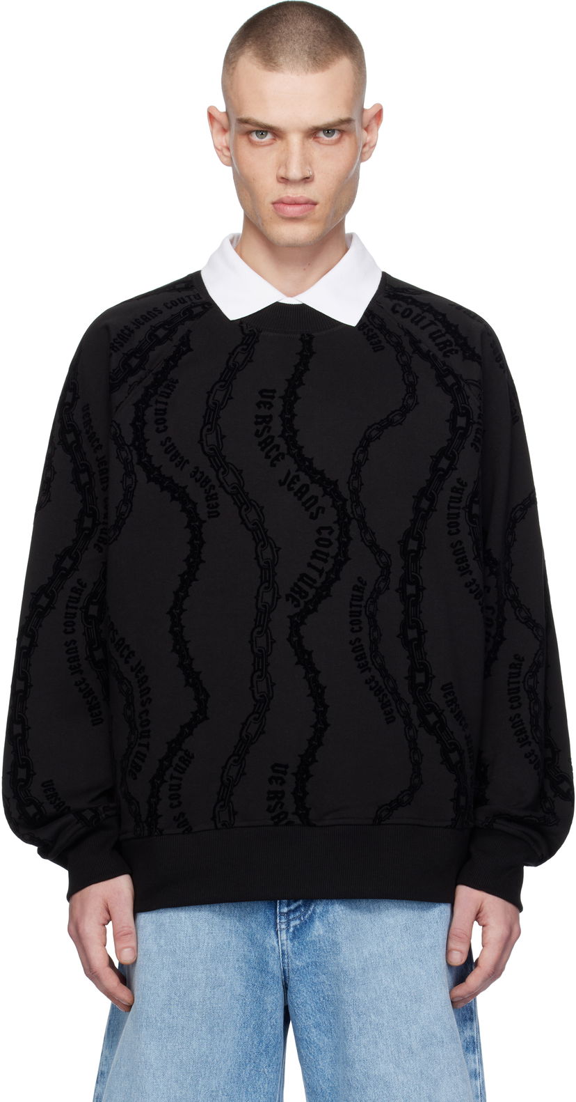Sweatshirt Versace Chain Couture Sweatshirt Sort | E77GAI3X0_EFS176