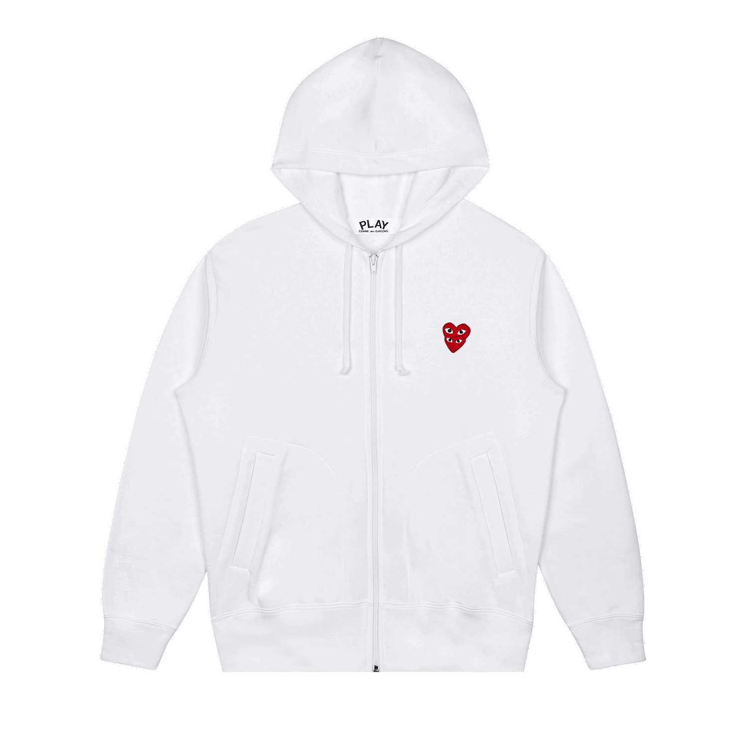 Sweatshirt Comme des Garçons PLAY Stacked Heart Zip Hoodie Hvid | AZ T294 051 2, 0