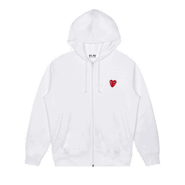 Sweatshirt Comme des Garçons PLAY Stacked Heart Zip Hoodie Hvid | AZ T294 051 2, 0
