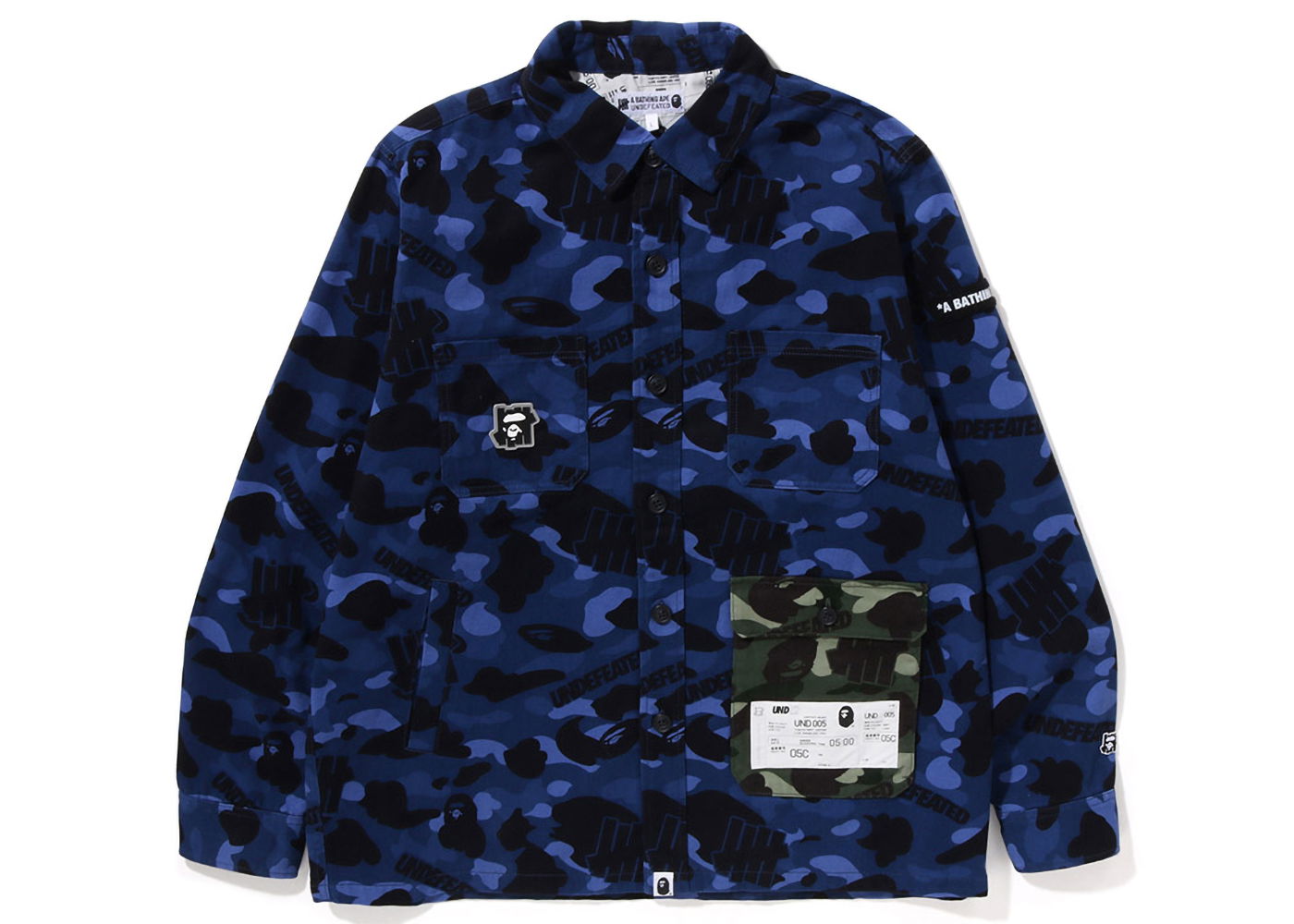 Jakke BAPE Undefeated x Color Camo Flannel Jacket Mørkeblå | 001LJI731903C, 0
