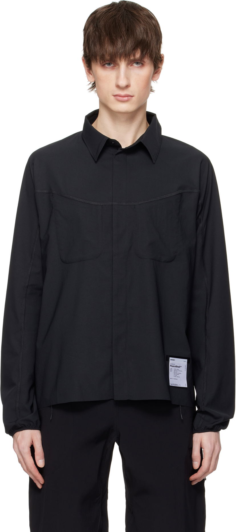 Skjorte Satisfy Satisfy PeaceShell River Shirt Sort | 11017-BK