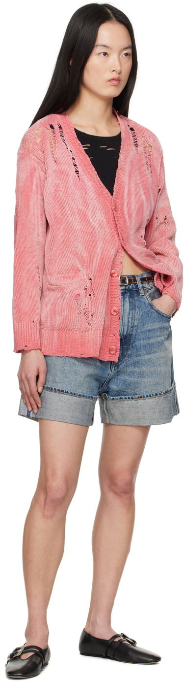 Sweater R13 R13 Distressed Boyfriend Cardigan Lyserød | R13WY237-Y201B, 3
