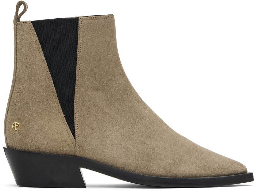 Tøj Anine Bing Anine Bing Bekah Suede Flat Ankle Boots Beige | A-14-10197-TPU1