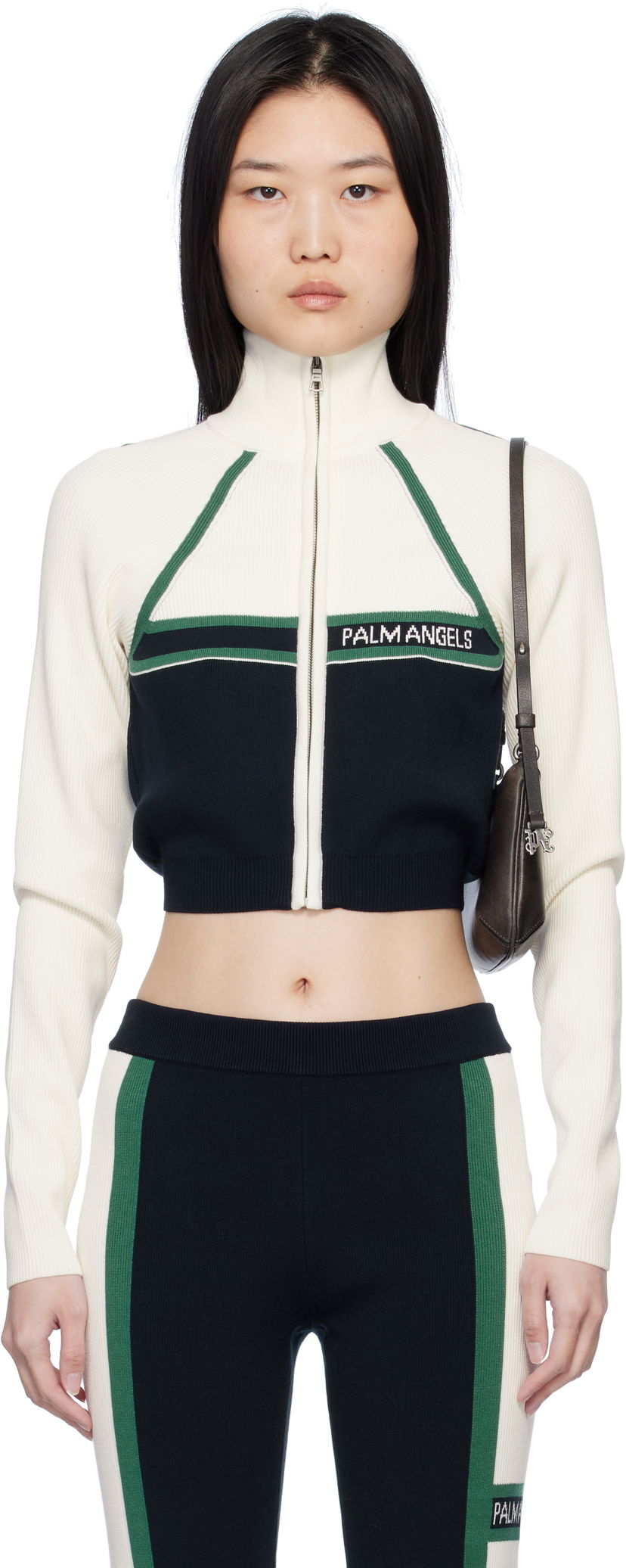 Jakke Palm Angels Racing Zip Jacket Hvid | PWHF033S25KNI0014603