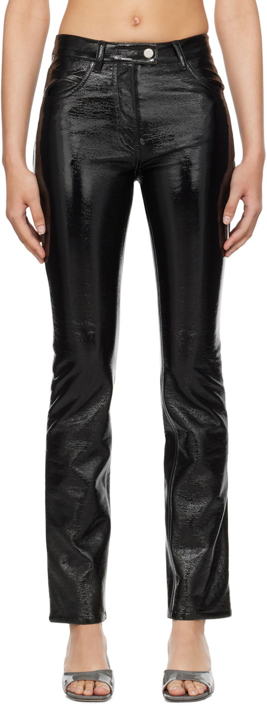 Jeans Courrèges Courrèges 5-Pocket Patent Leather Trousers Sort | PERCPA013VY0014