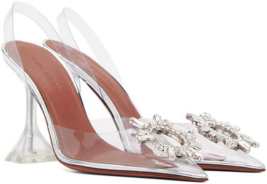 Sneakers og sko Amina Muaddi Transparent Begum Glass Slingback Heels Hvid | BEGUM GLASS SLING CL PVC, 3
