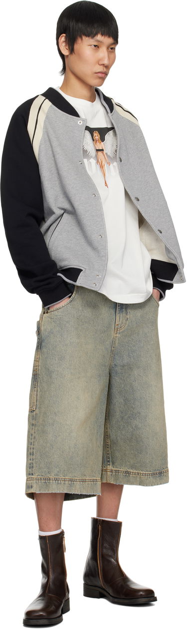 Bomberjakke Palm Angels Palm Angels Varsity Bomber Jacket Grå | PMEK010S25FAB0010810, 3