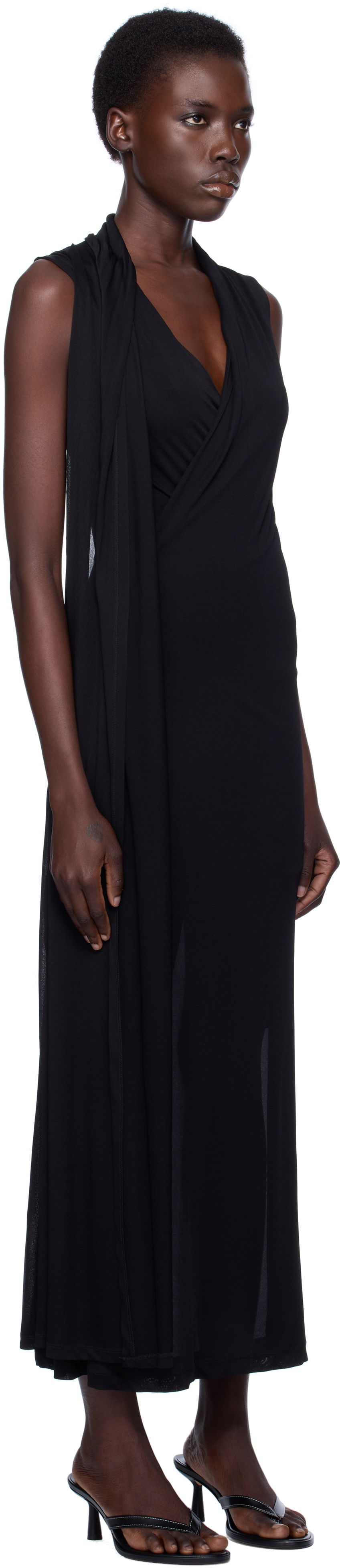 Kjole TOTEME TOTEME Overlapped Scarf Maxi Dress Sort | 253-WRD0235-FB0266, 1