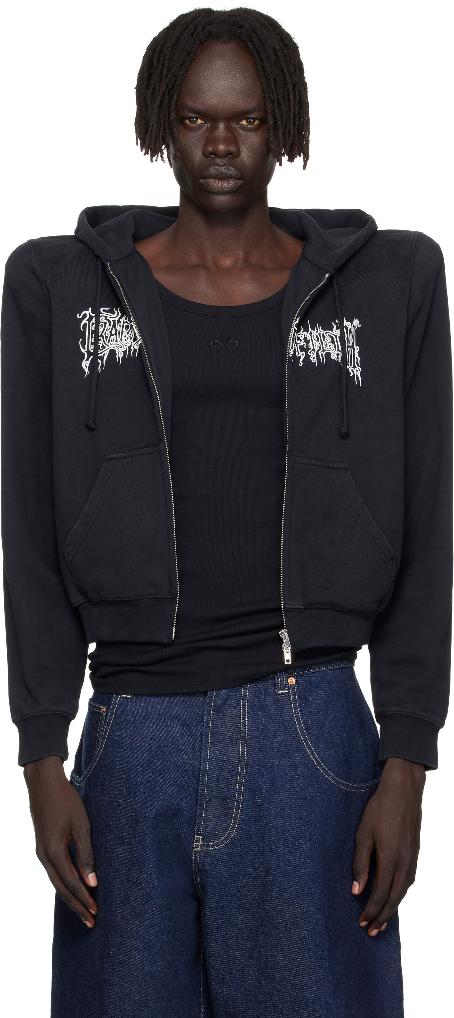 Sweatshirt VETEMENTS Vetements Cradle of Filth Logo Extreme Shoulder Zip-Up Hoodie Sort | UCF76ZU170B, 0