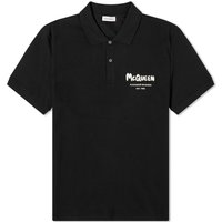 Polo skjorte Alexander McQueen Embroidered Graffiti Logo Polo Tee Sort | 662551QXAAK-1000, 1